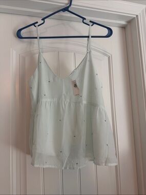 Old Navy Pale Mint Beaded Spaghetti Strap Tank Top